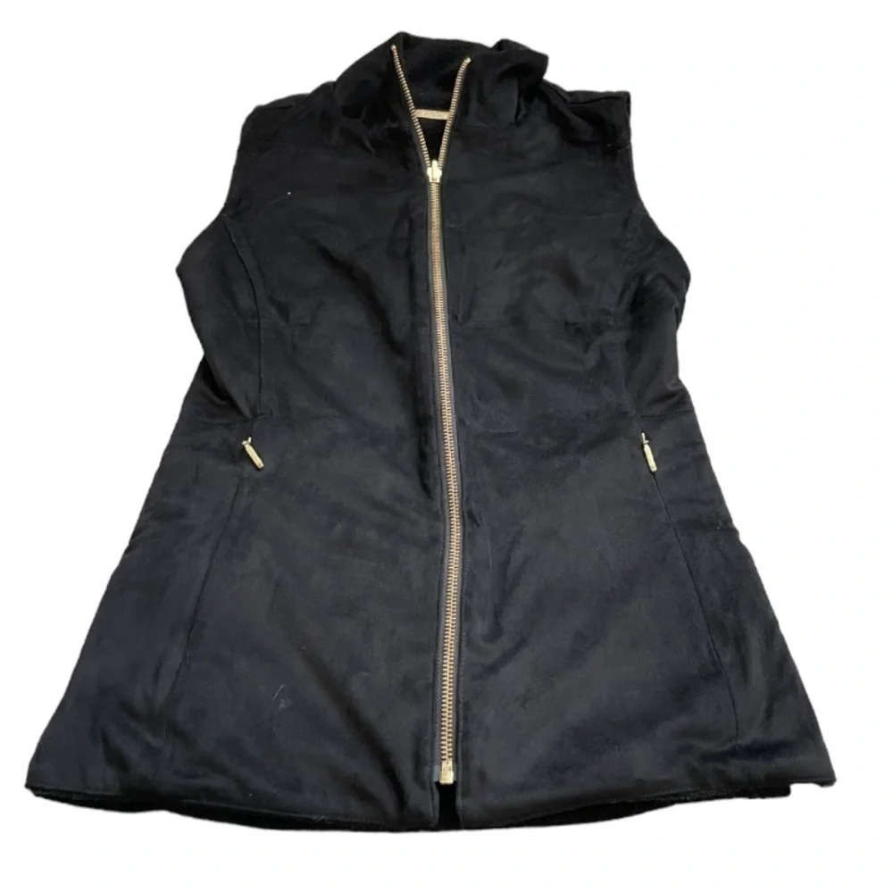 Lilly Pulitzer Vest Womens XXS Black Skyden Reversible Golf Suede Sherpa Sporty - Picture 6 of 15